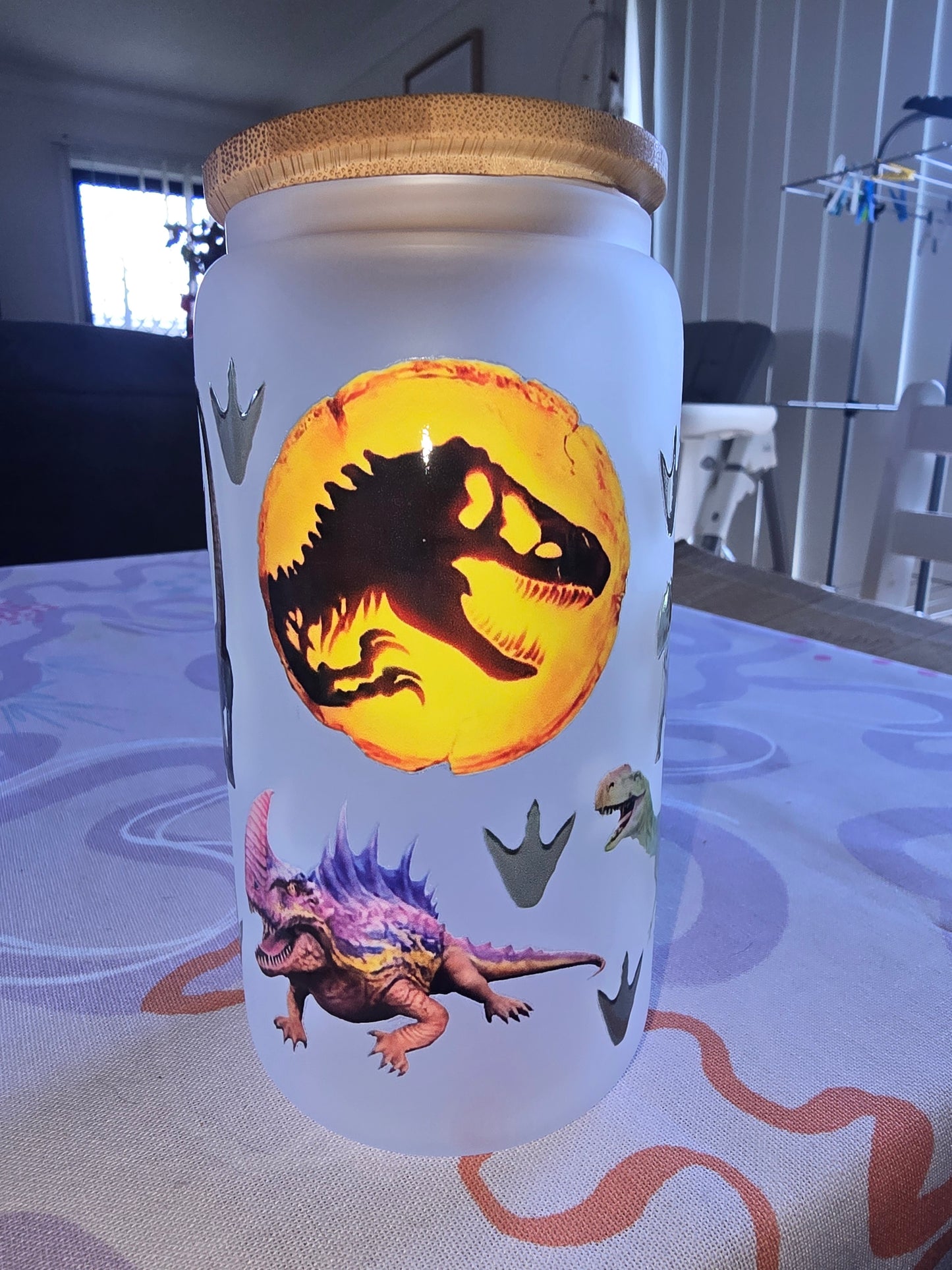 16oz frosted glass can - Jurassic Park