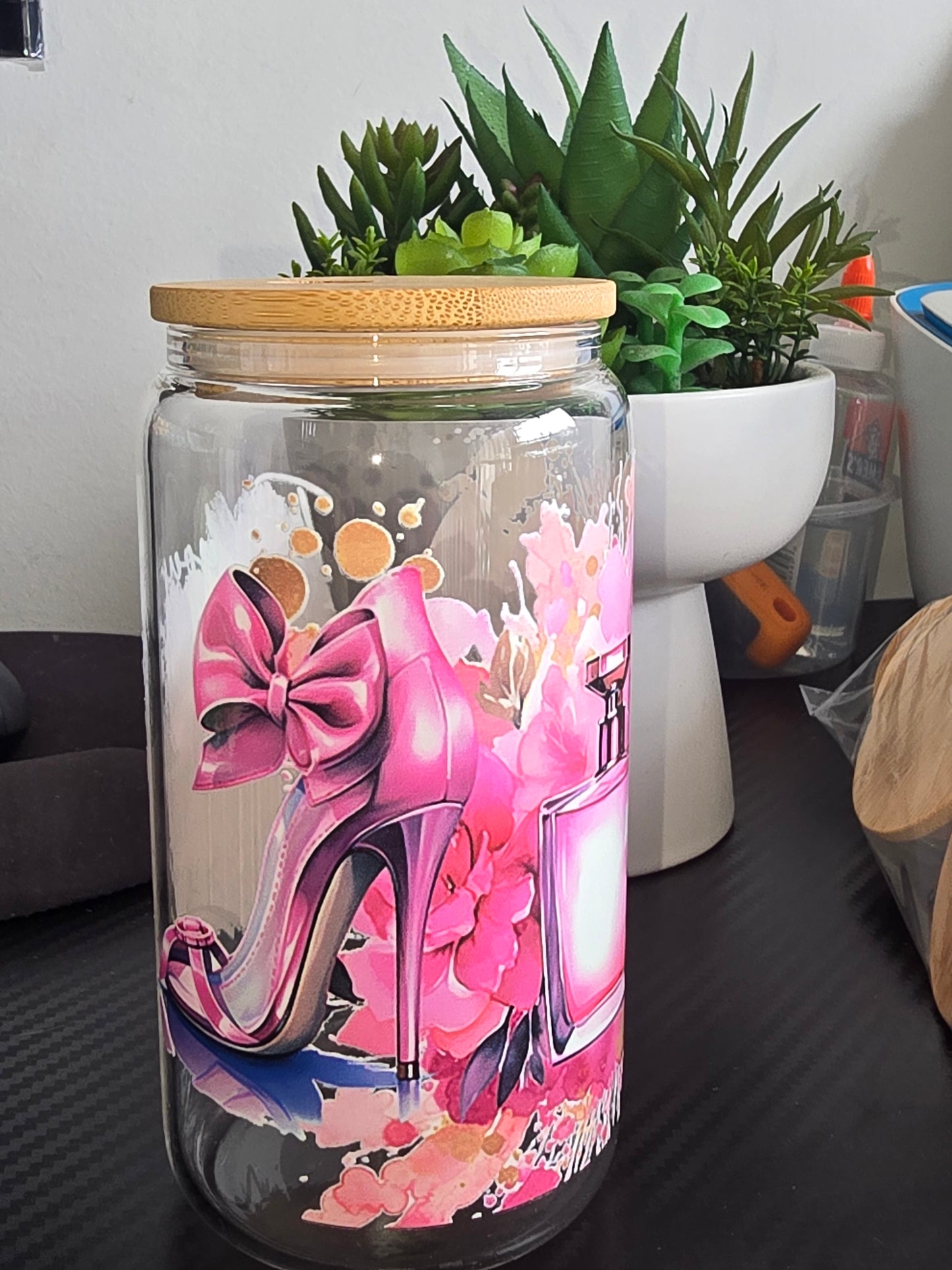 16oz clear glass can - Be your own kind of beautiful