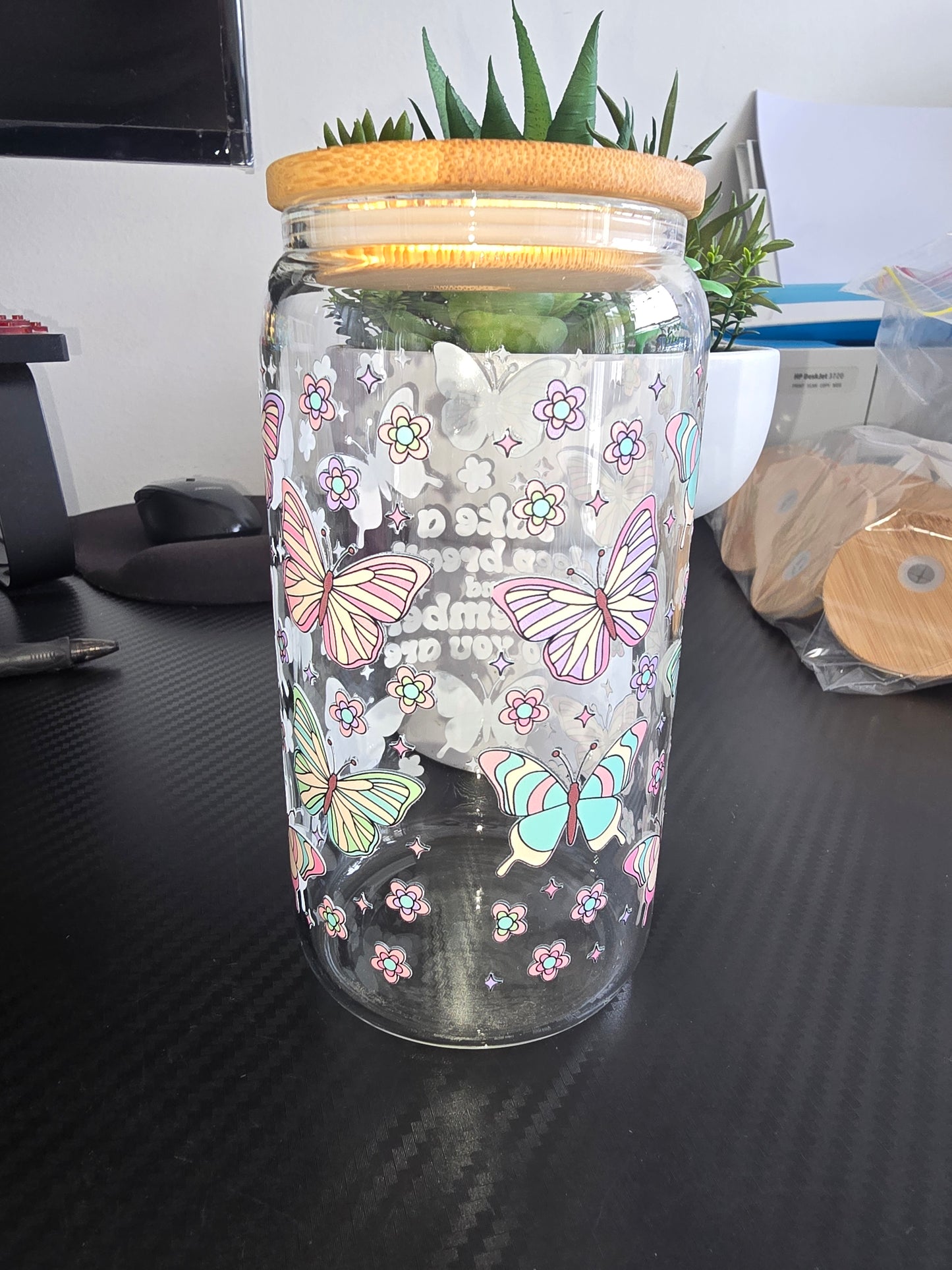 16oz clear glass can - take a deep breath