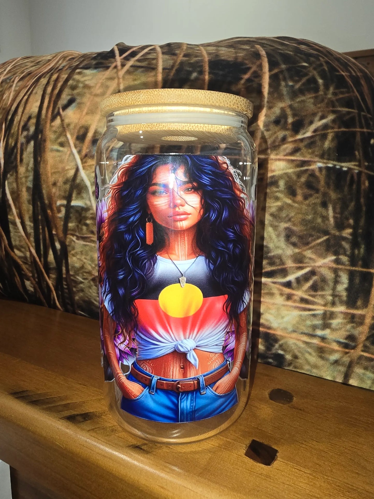 16oz clear glass can - black, proud and deadly