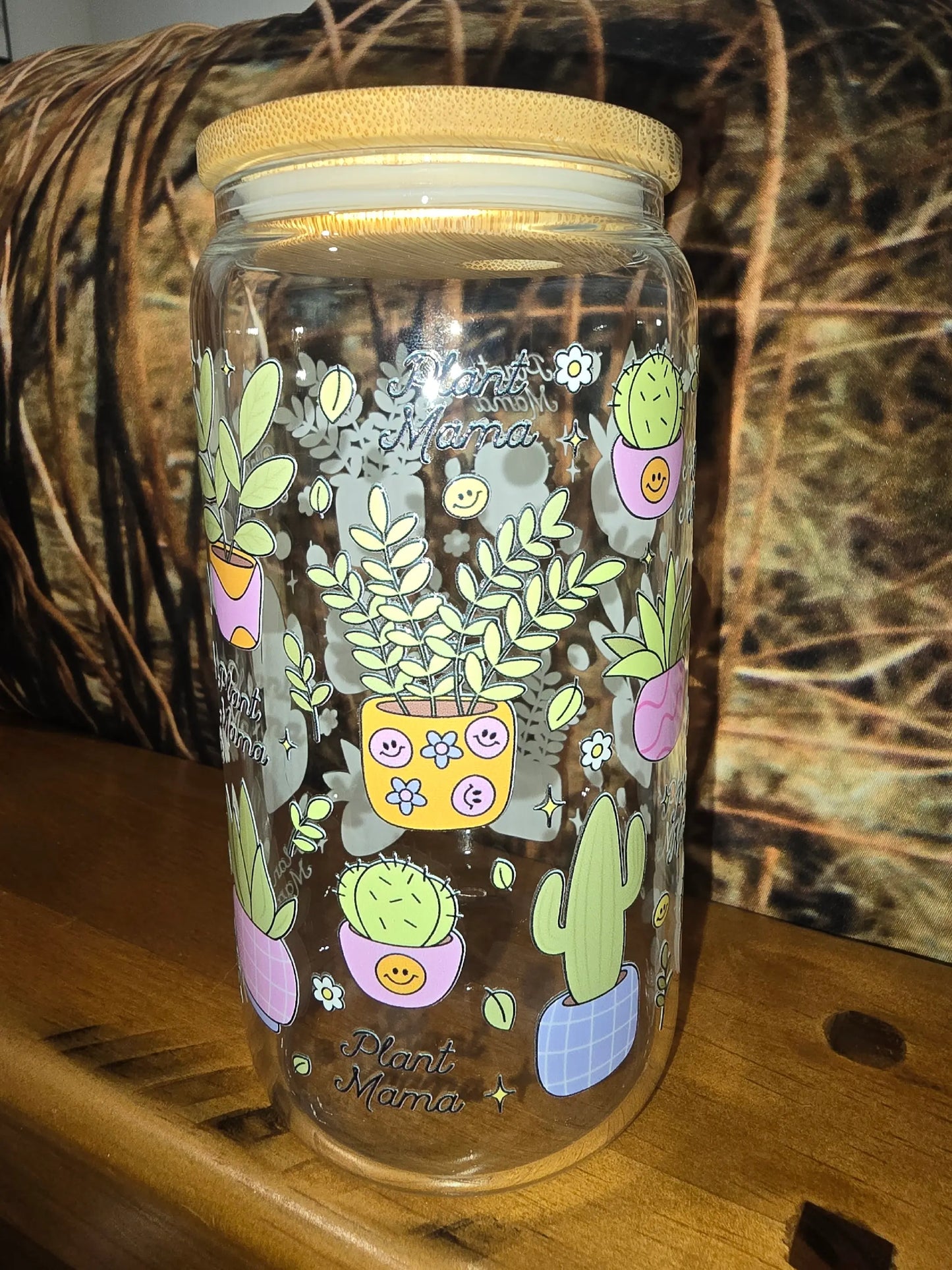 16oz clear glass can - Plant mama