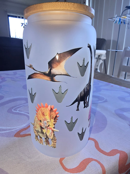 16oz frosted glass can - Jurassic Park