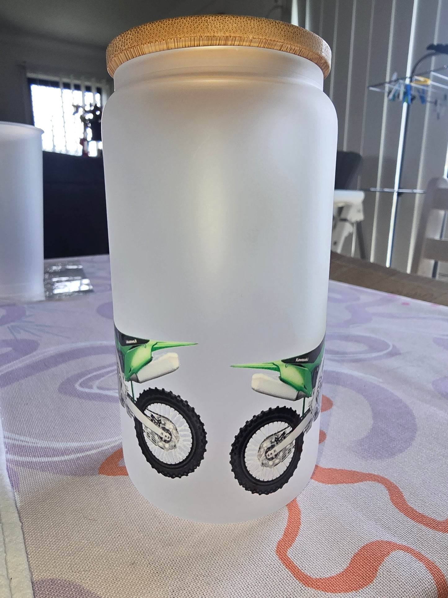 16oz frosted glass can - Kawasaki green