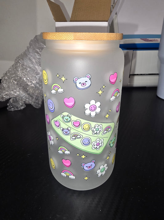 16oz frosted glass can - Take your meds bestie