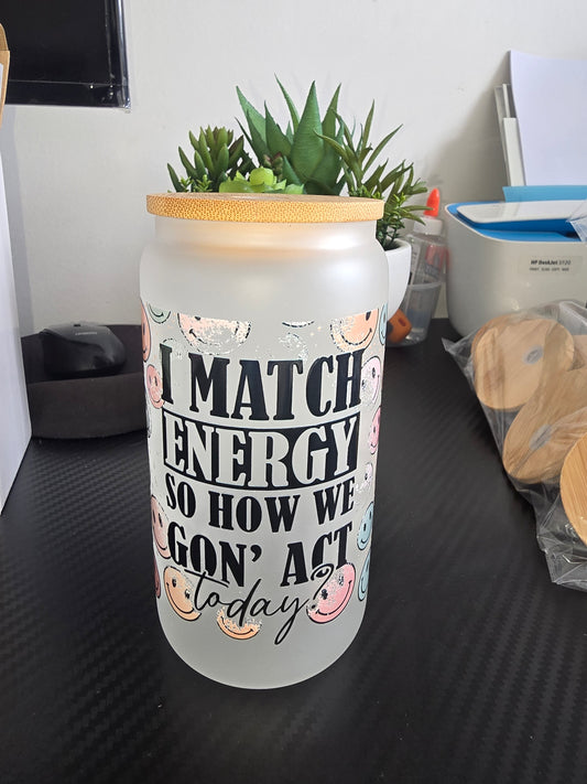 16oz frosted glass can - Match energy