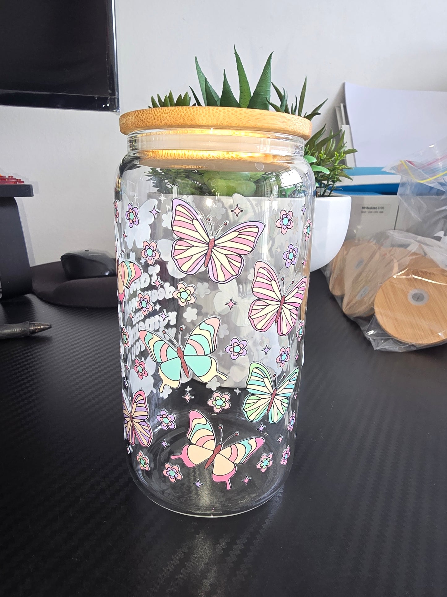 16oz clear glass can - take a deep breath