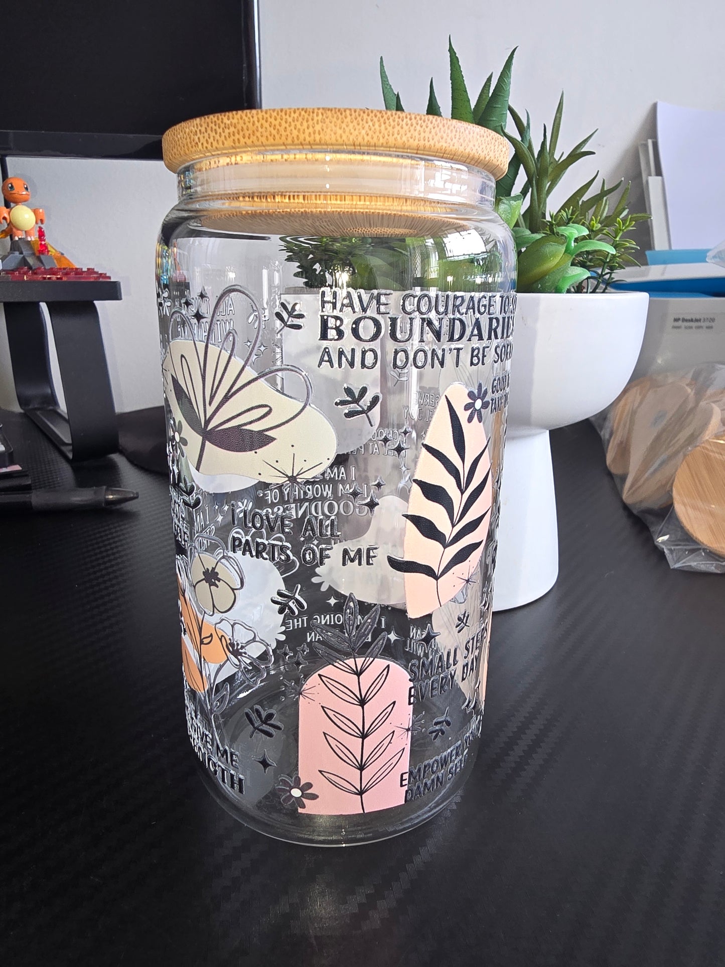 16oz clear glass can - Daily reminders