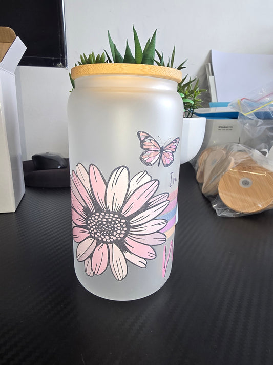 16oz frosted glass can - Wildflower