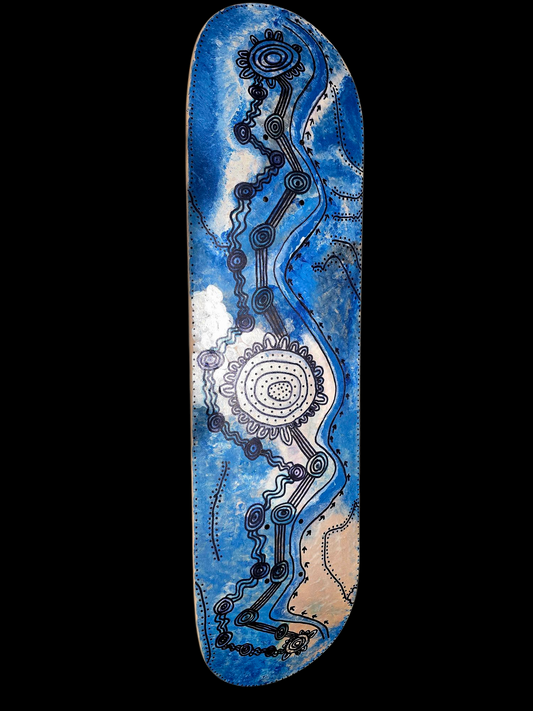 Painted skateboard indigenous art