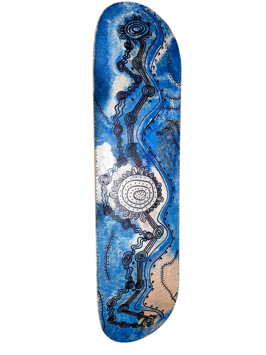 Painted skateboard indigenous art
