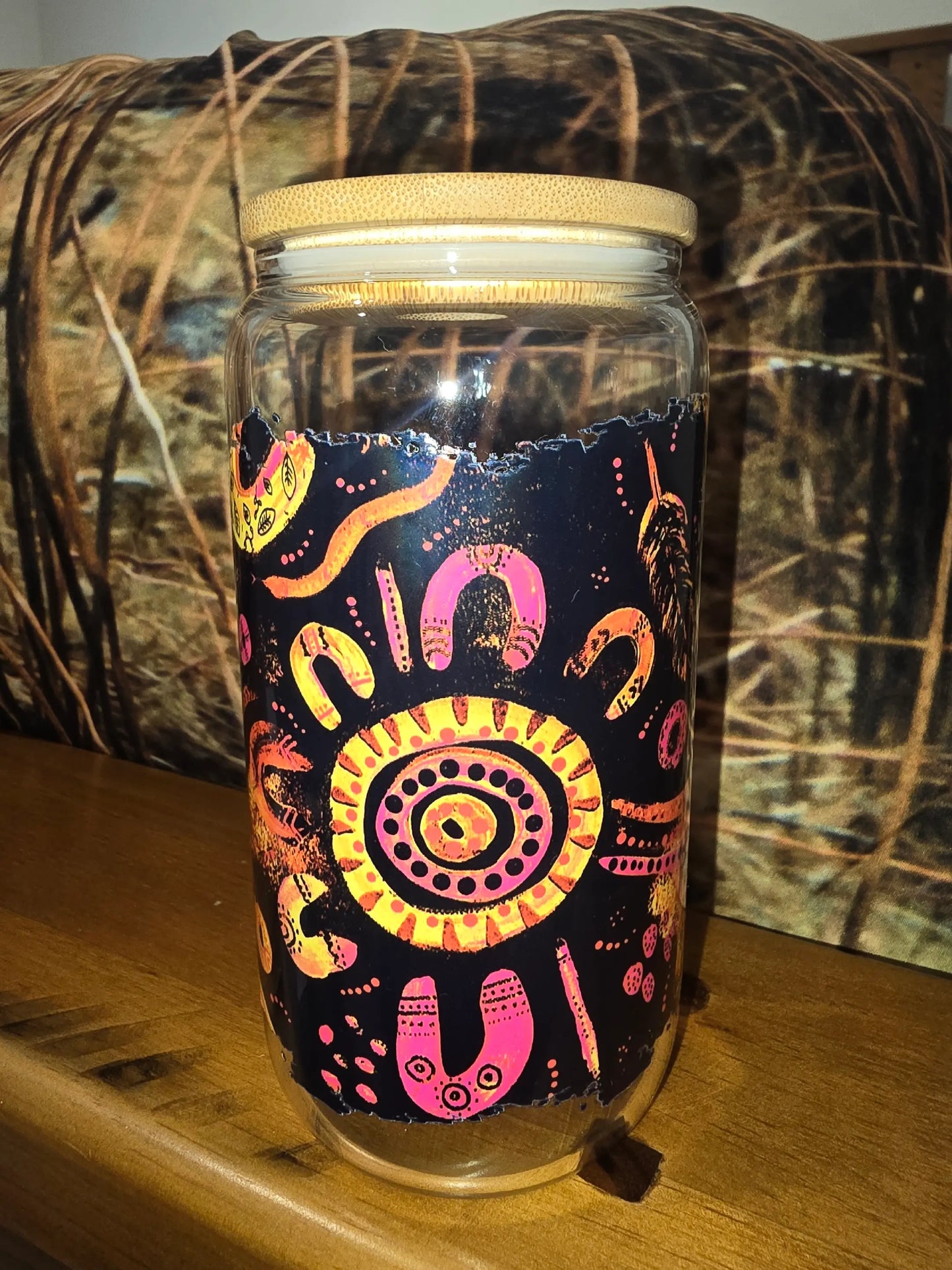 16oz clear glass can - Country